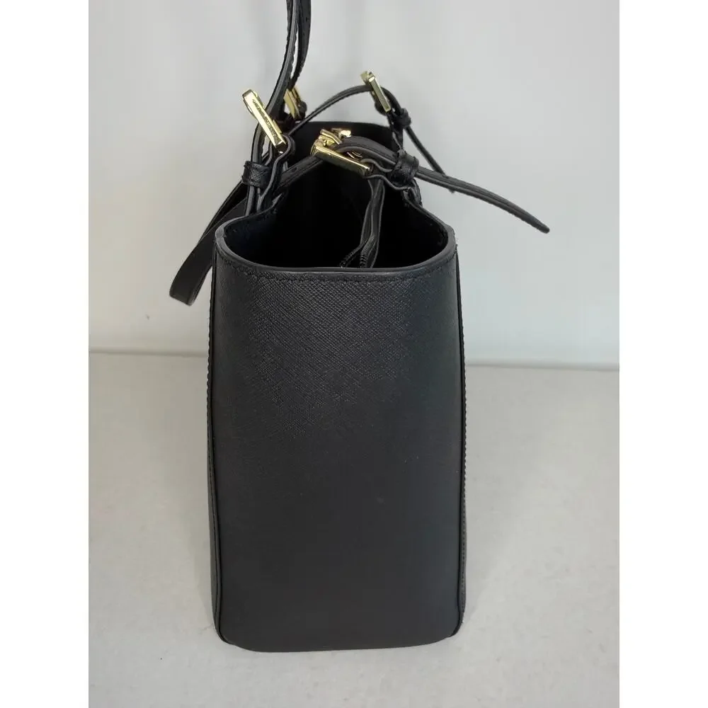 Tory Burch York Buckle Tote Black Saffiano Leather Large Work Bag